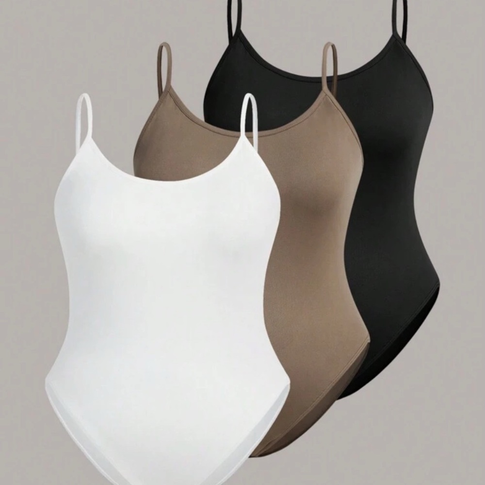 NWT SHEIN Curve Trio of Bodysuits black, white, beige, 1XL